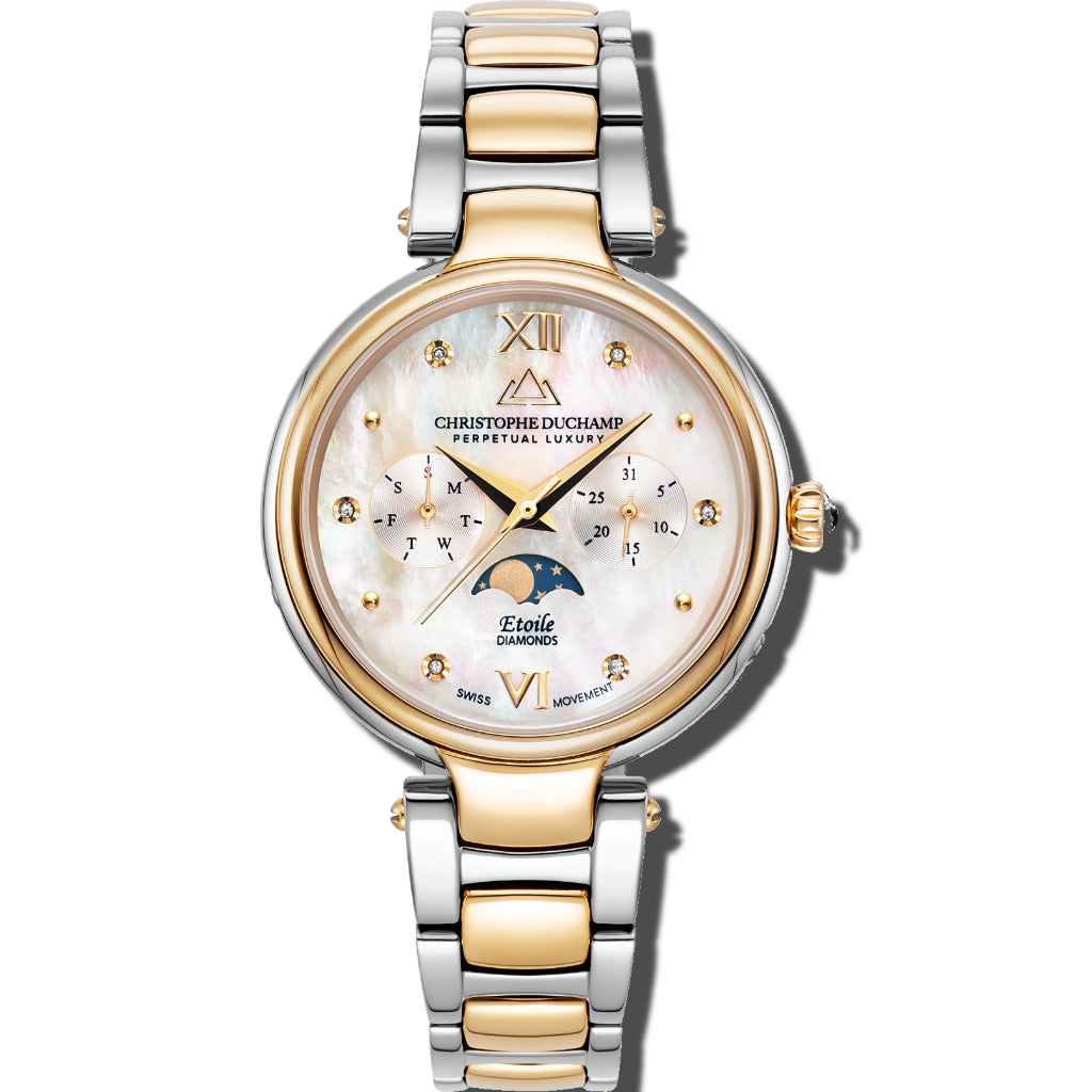 Christophe Duchamp Etoile - White Dial with Gold & Silver Stainless Steel Strap