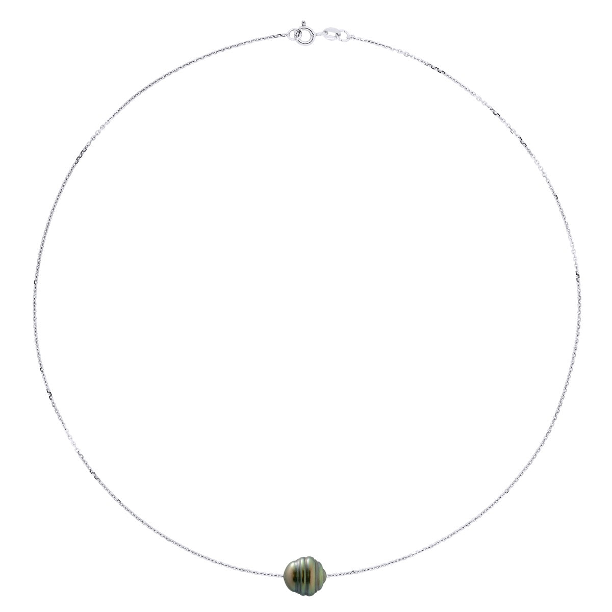 Necklace Real Cultured Tahiti Pearl Circled 10-11 mm - Longueur 18 cm