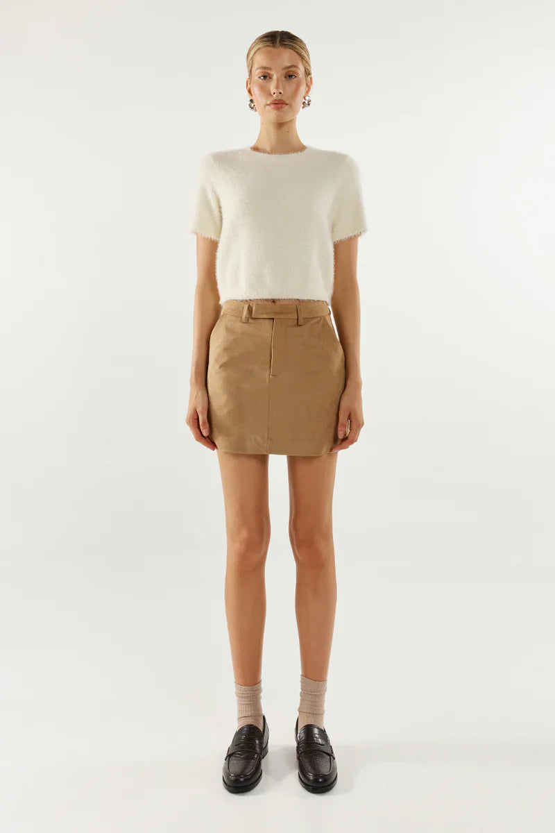 Madison The Label Collins Mini Skirt - Tan Suede