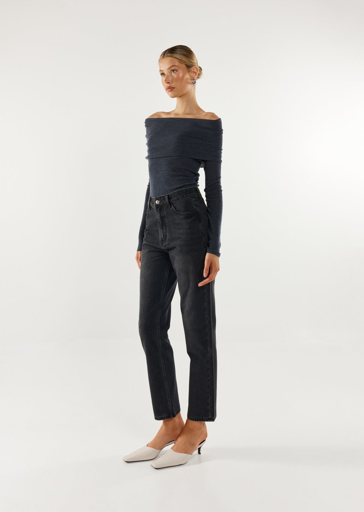 Madison The Label Frances Knit Top - Charcoal