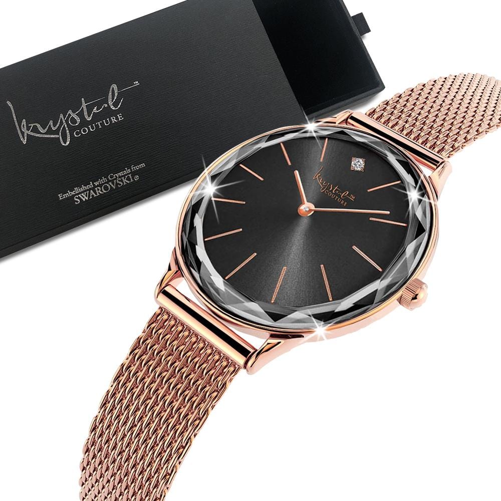 Krystal Couture Geometric Mineral Glass Feat Swarovski® Crystal Watch
