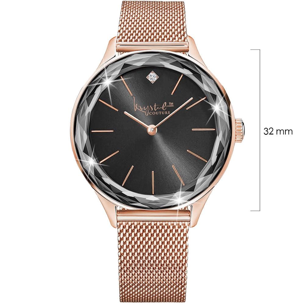 Krystal Couture Geometric Mineral Glass Feat Swarovski® Crystal Watch