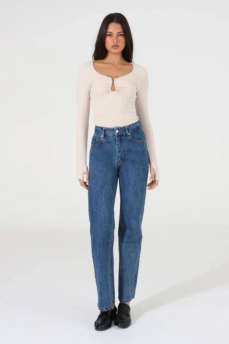 Madison The Label Leanne Long Sleeve Top - Oat
