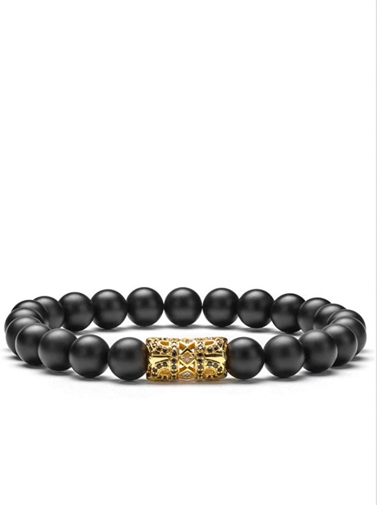 Stephen Oliver 18K Gold Plated Matte Onyx & Cz Bracelet