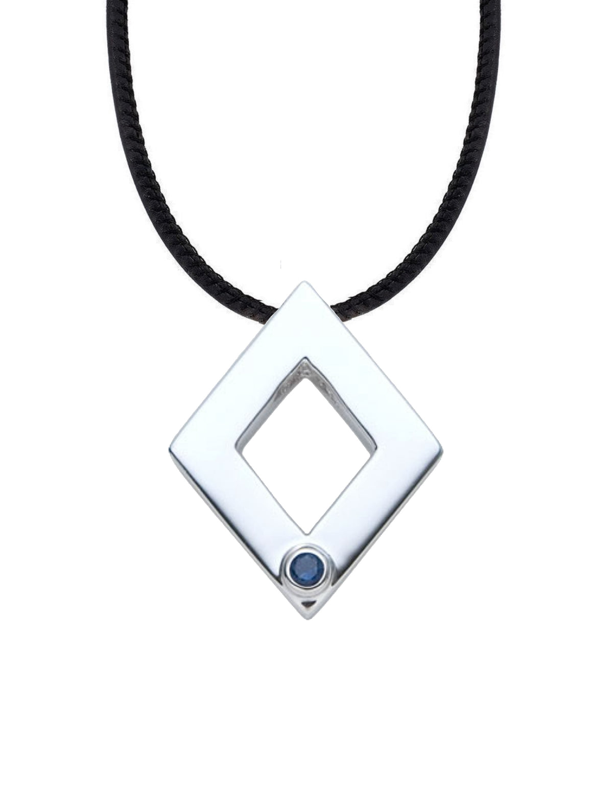 Stephen Oliver 18K White Gold Sapphire Pyramid Modern Necklace
