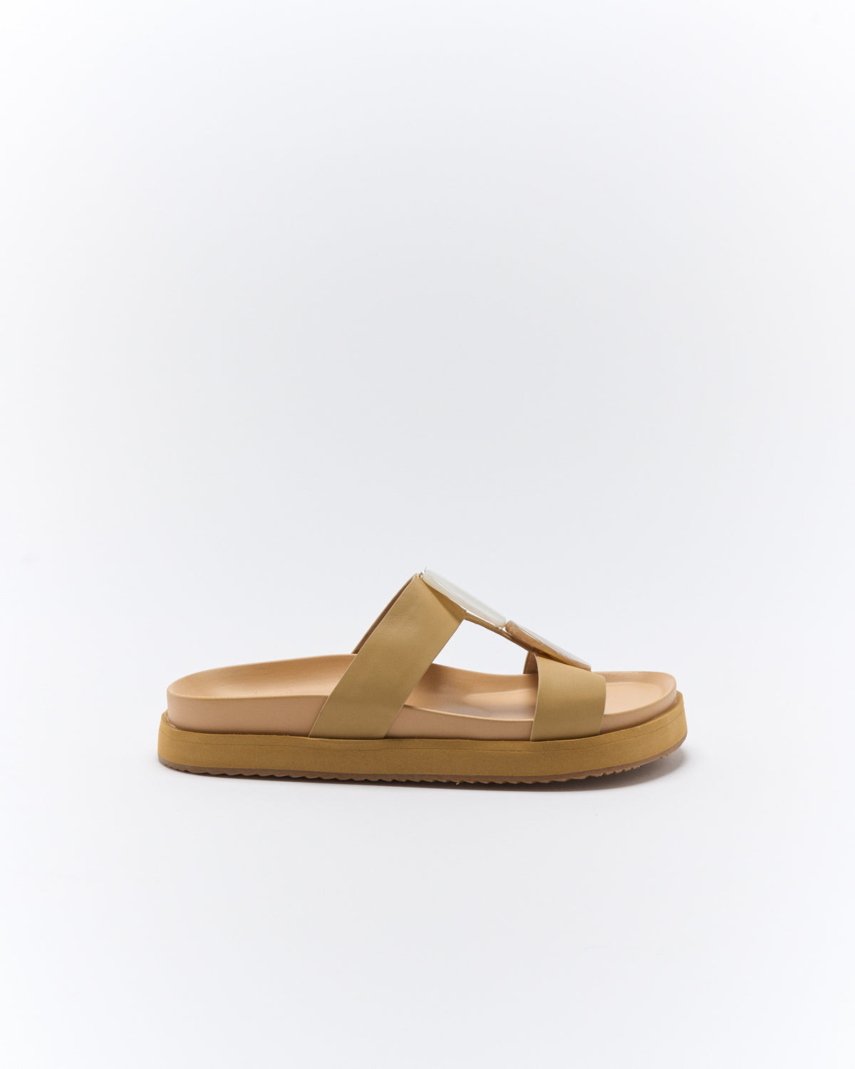 Walnut Melbourne Micah Leather Slide - Biscuit