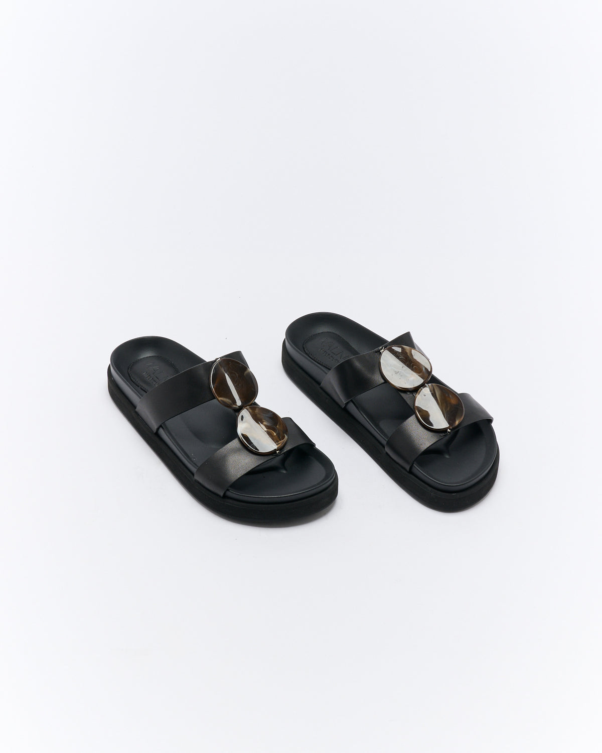 Walnut Melbourne Micah Leather Slide - Black