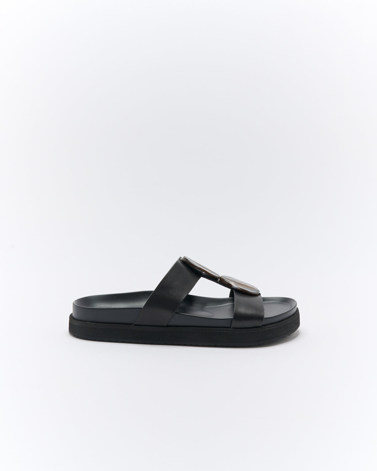 Walnut Melbourne Micah Leather Slide - Black