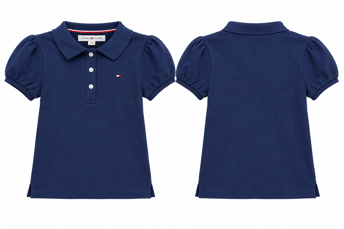 Tommy Hilfiger Girls Short Sleeves Puff Slv Polo - Blue Ink