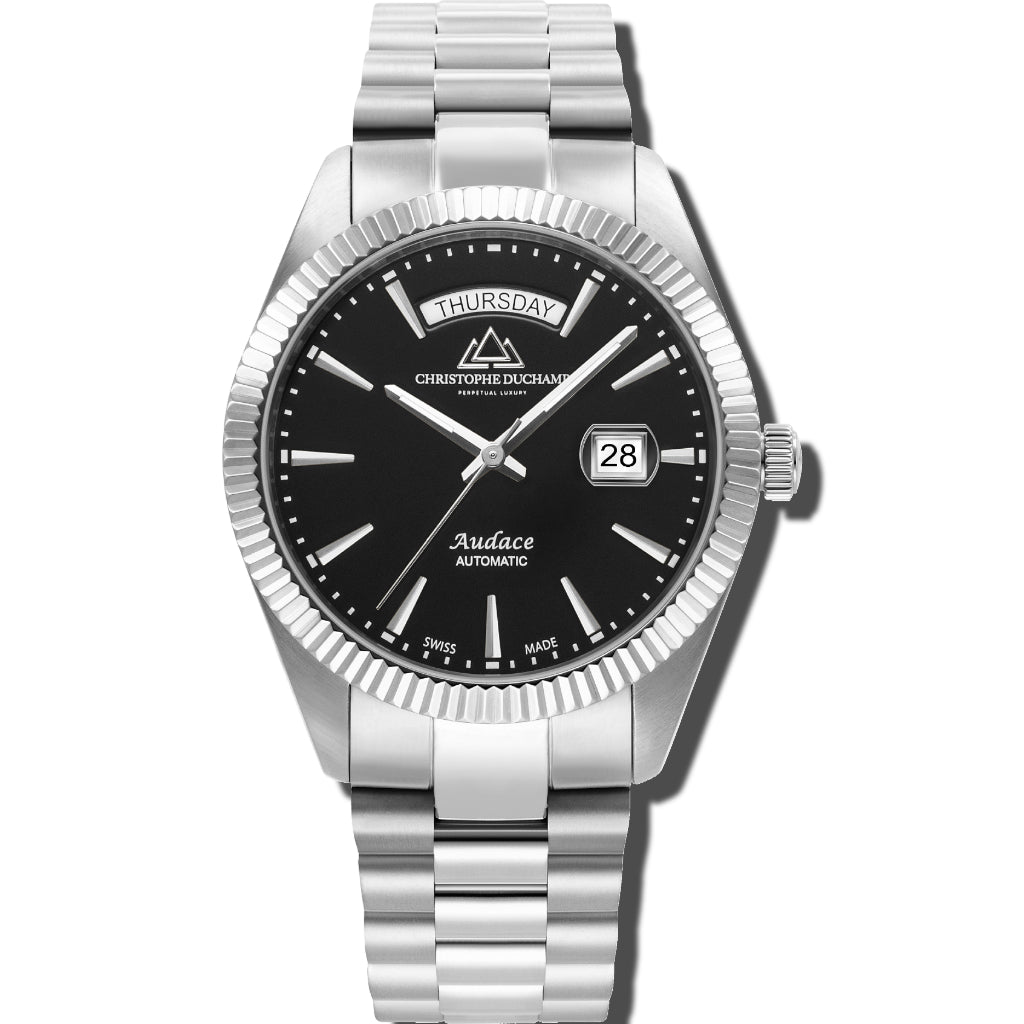 Christophe Duchamp Audace - Black Dial with Silver Stainless Steel Strap