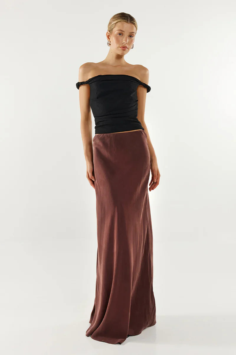 Madison The Label Rheia Maxi Skirt - Chocolate