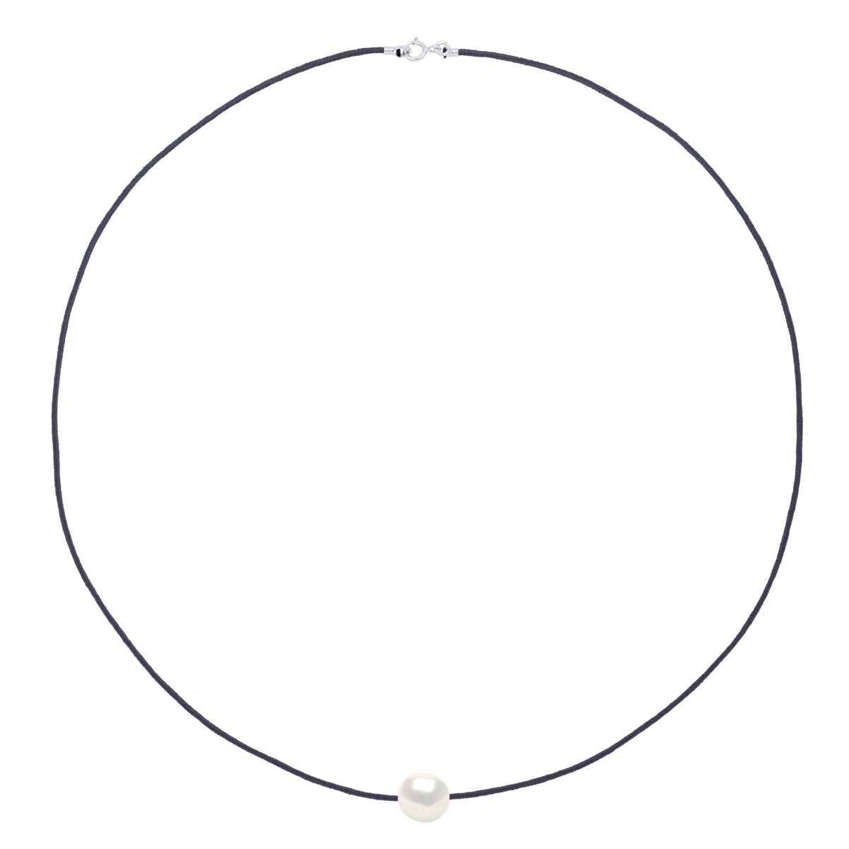 Necklace "Love Links" In Twisted Nylon of Black - Adorned - Longueur 42 cm