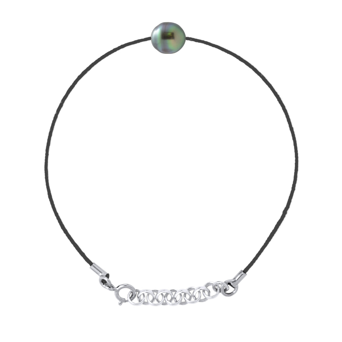 Bracelet "Love Links" In Twisted Nylon of Black - Adorned - Longueur 42 cm