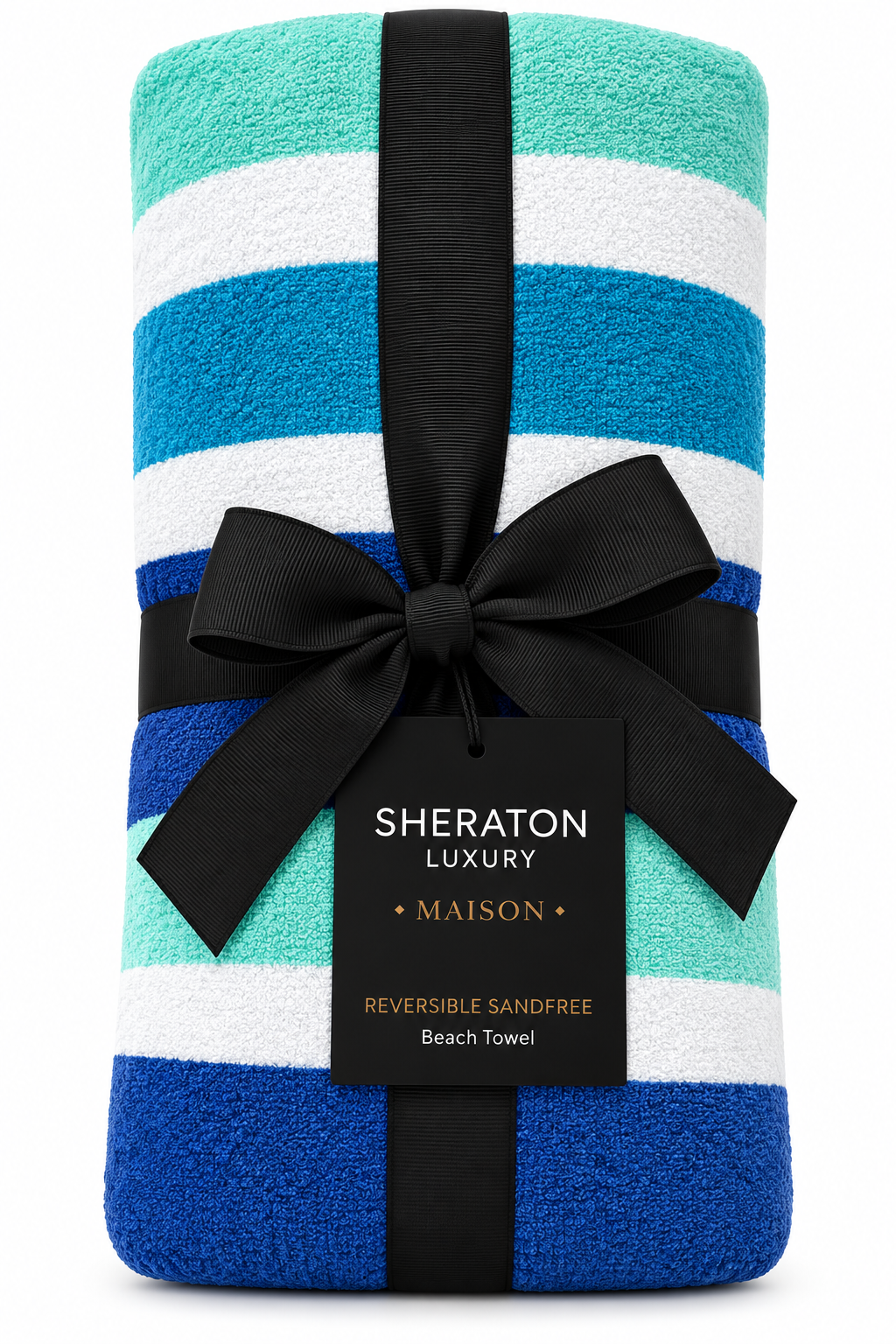 Sheraton Luxury Maison Sand Free Reversible Outdoor Pool/Beach Towel - Summer Stripe - Aqua