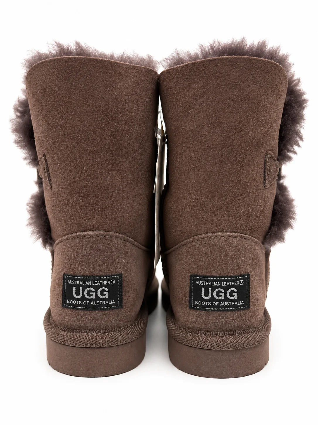 Australian Leather Ugg Emerald Cut Crystal Button Sheepskin - Chocolate - AU4
