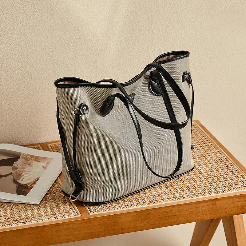 Nalandu Raleigh Large Capacity Canvas Commuter Tote Bag - Grey