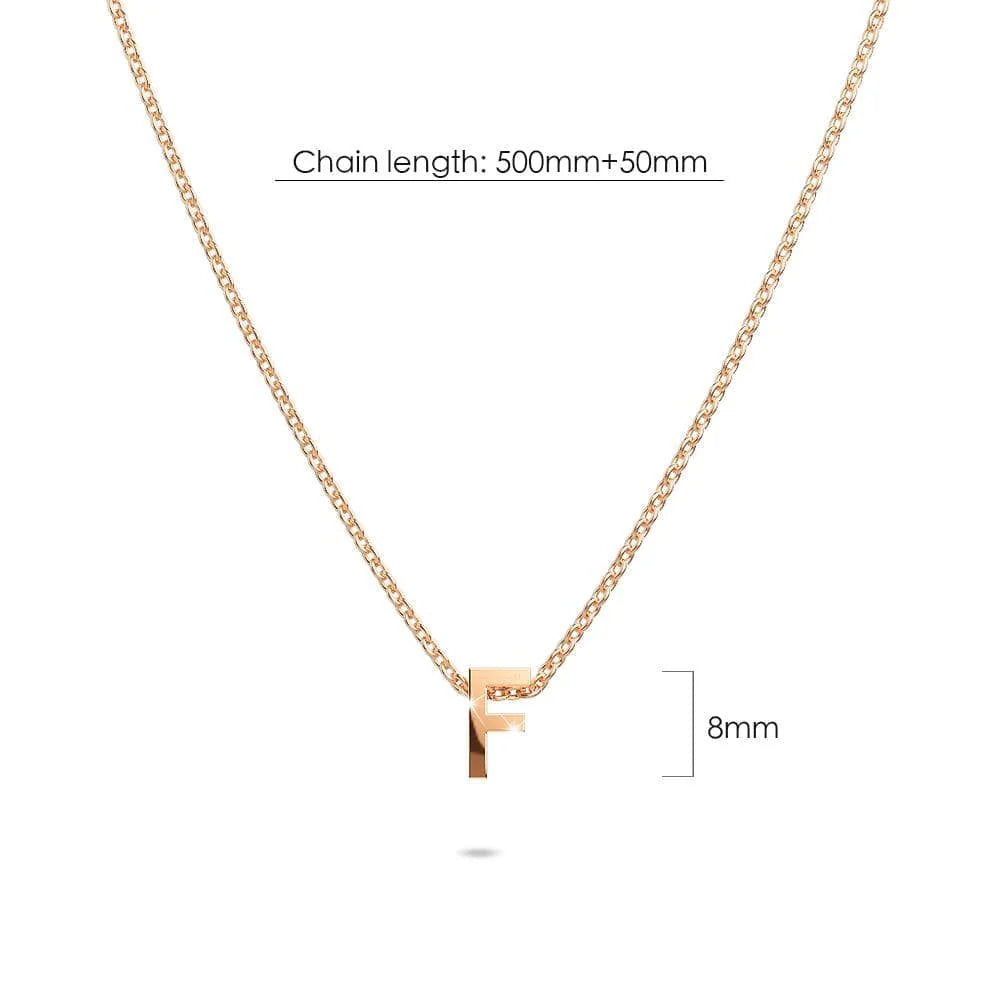 Bullion Gold Initials Brick Alphabet Letter Necklace Rose Gold Layered Steel Jewellery