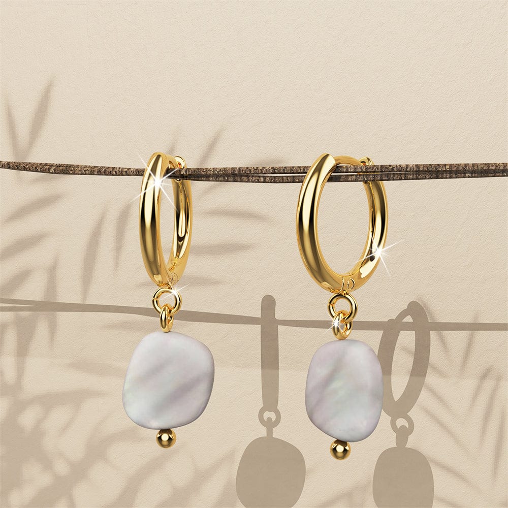 Bullion Gold Queen Pearl Hoop Gold Layered Earrings