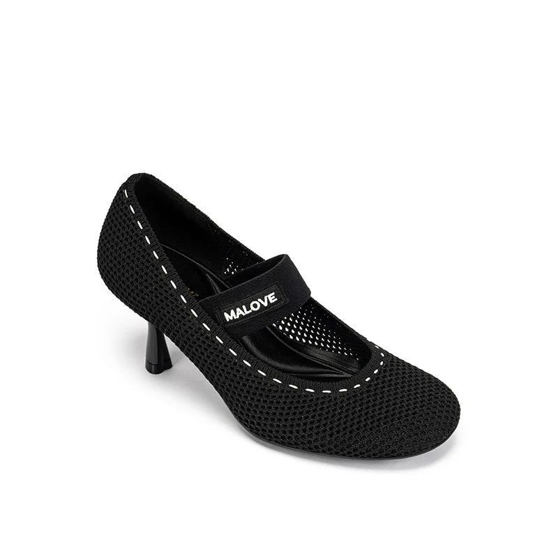 Fishnet Mary Jane Pumps - Black