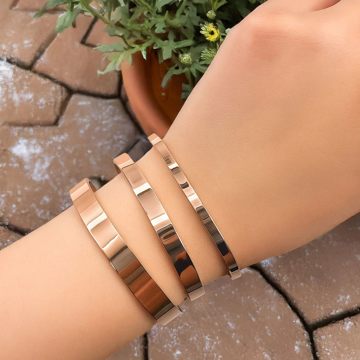 Bullion Gold Avenue Classic Cuff Bangle Rose Gold - 6mm