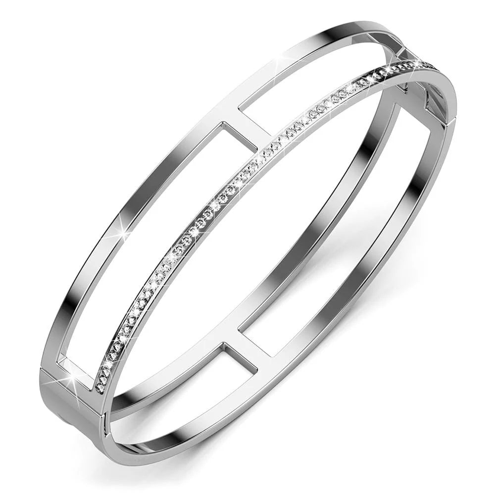 Bullion Gold Lucky Dimension Cuff Stainless Steel Bangle with a High Polish Finish