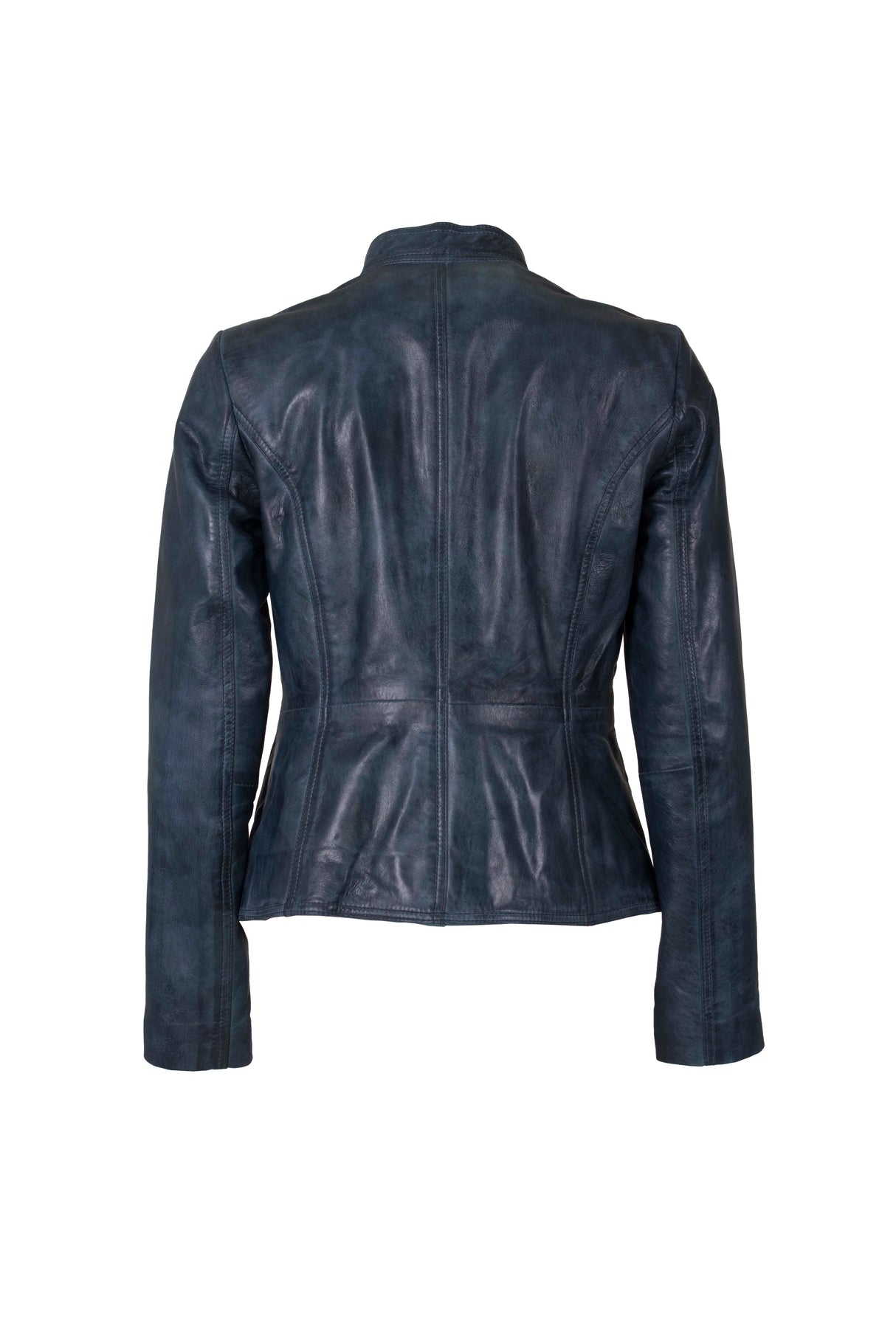 Womens Leather Biker Jacket in Green Petrol