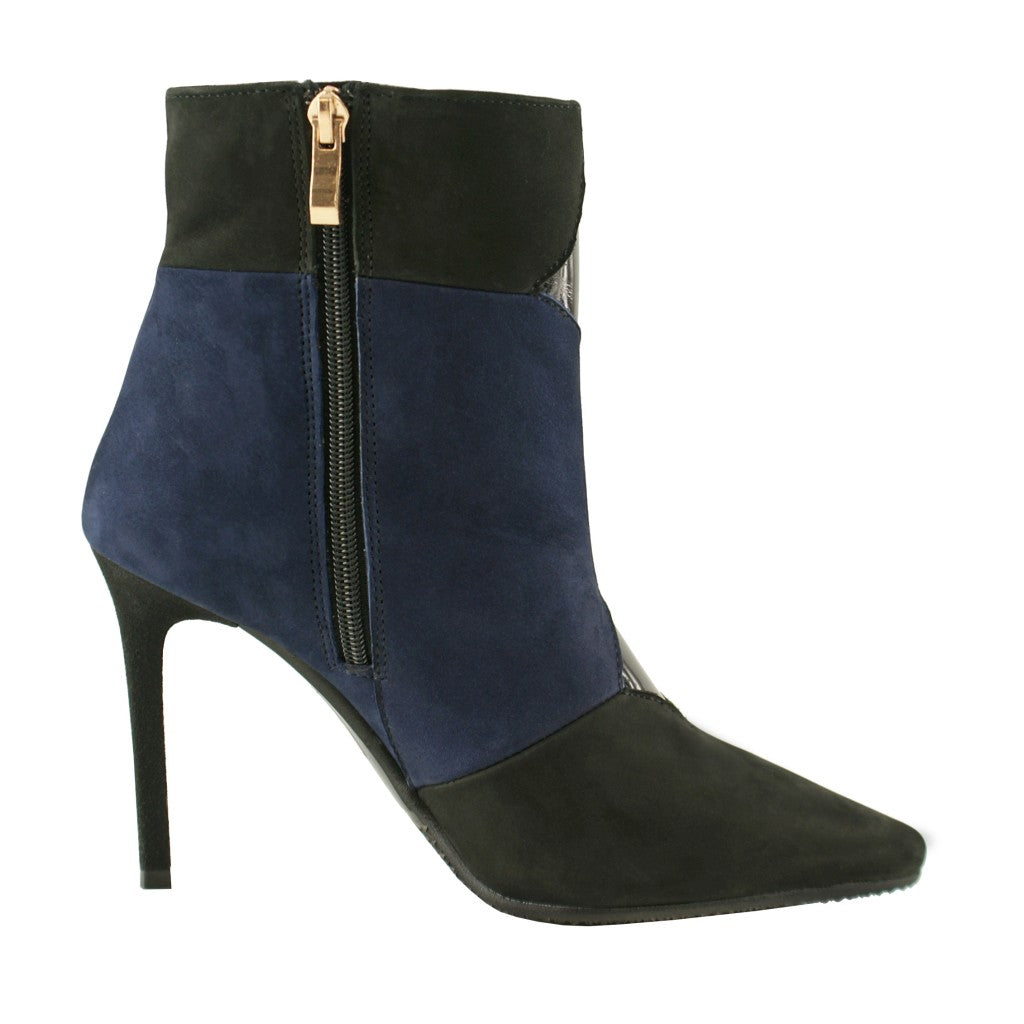Bosccolo Womens Spike Heel Boots - Navy Blue/Black Nubuk