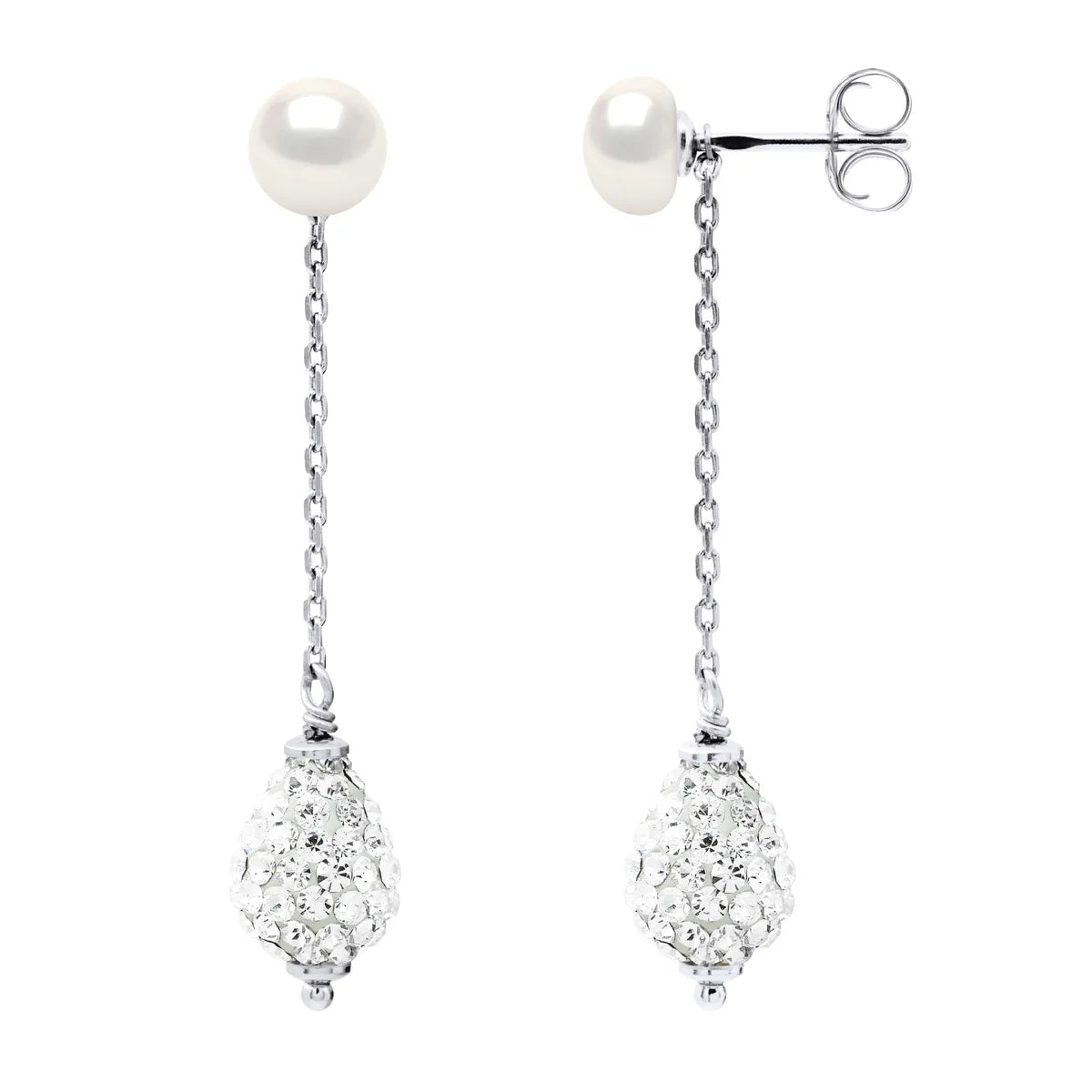Drop Drop Earrings Freshwater Pearl White Sterling Silver 6mm