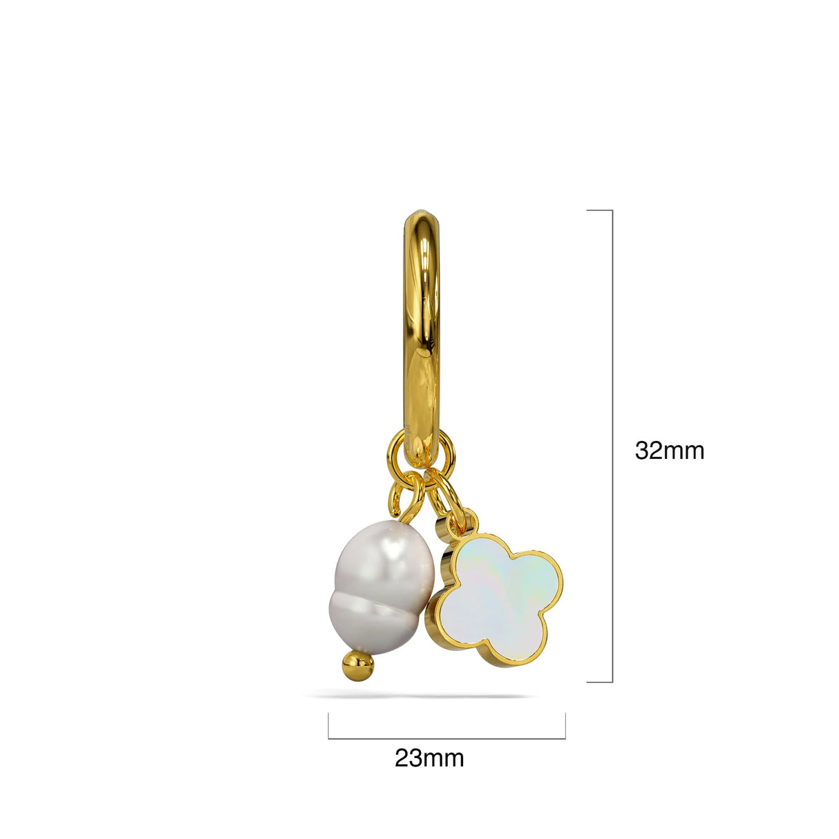 Bullion Gold Clover & Pearl Earrings
