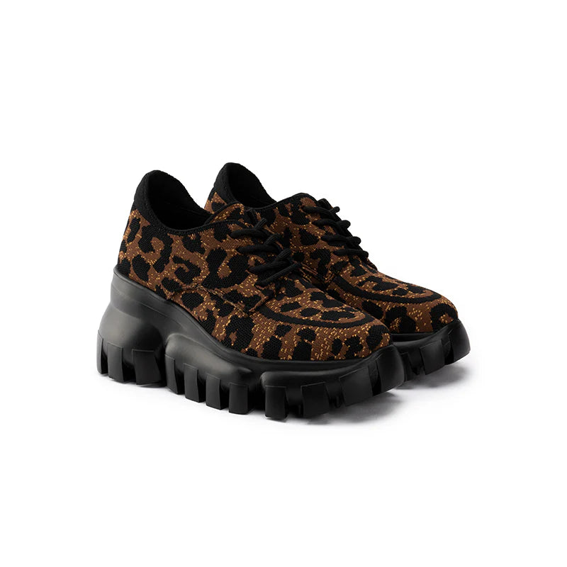 Retro Leopard Platform Sneakers - Leopard