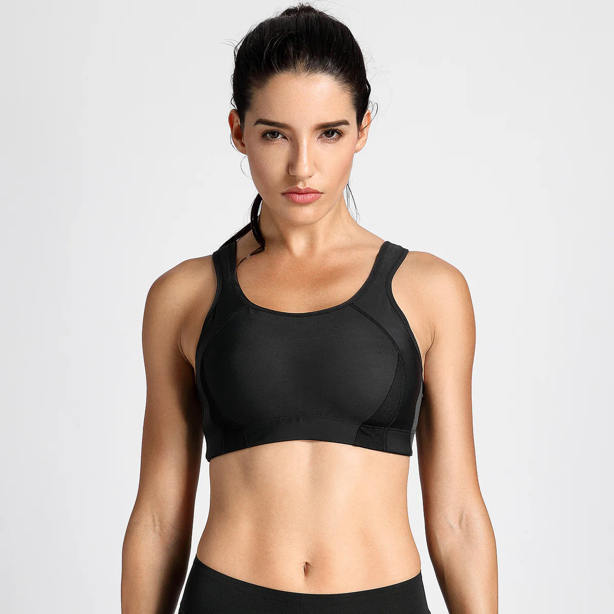 Quick Dry High Impact Padded Wireless Sports Bra - Black