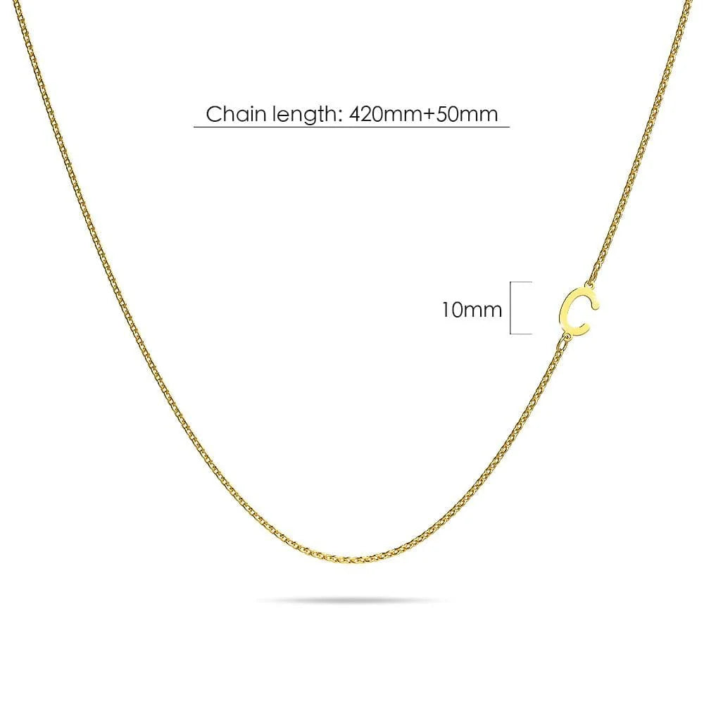 Bullion Gold Bold Alphabet Letter Initial Charm Necklace in Gold Tone