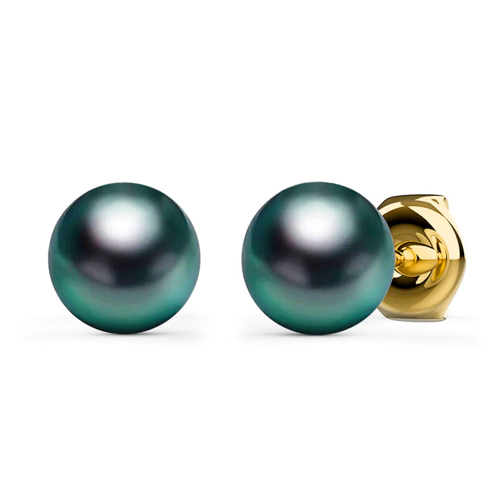 Krystal Couture Purity Pearl Stud Earrings Embellished with Swarovski Crystal Iridescent Tahitian Look Pearls