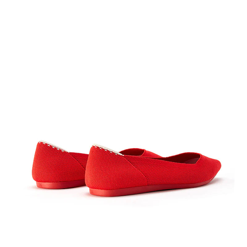 Comfortable Woven Pointed Toe Work Flats - Red