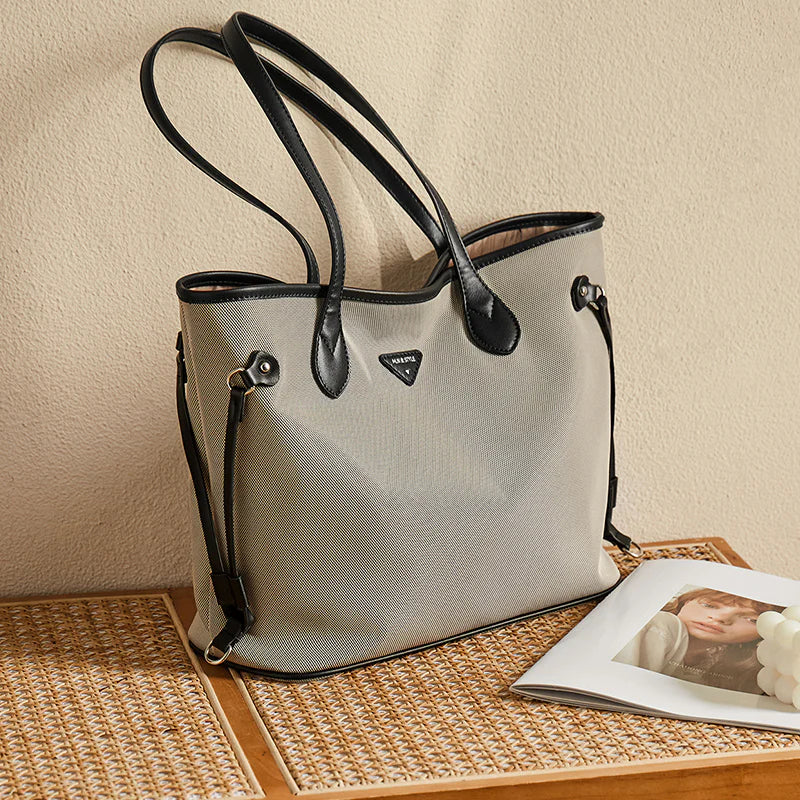 Nalandu Raleigh Large Capacity Canvas Commuter Tote Bag - Grey