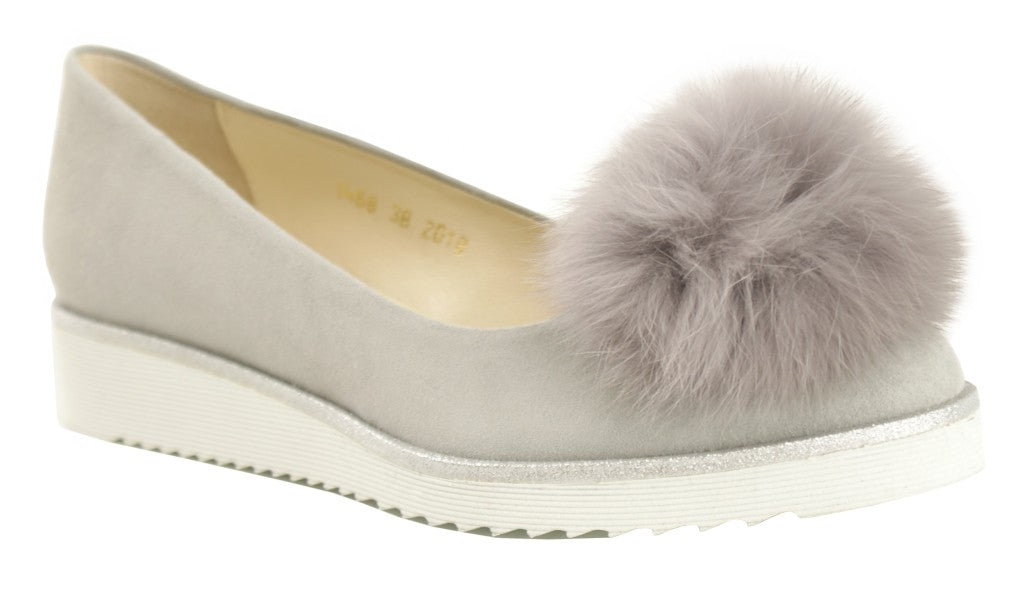 Bosccolo Womens Ballerina - Grey Suede