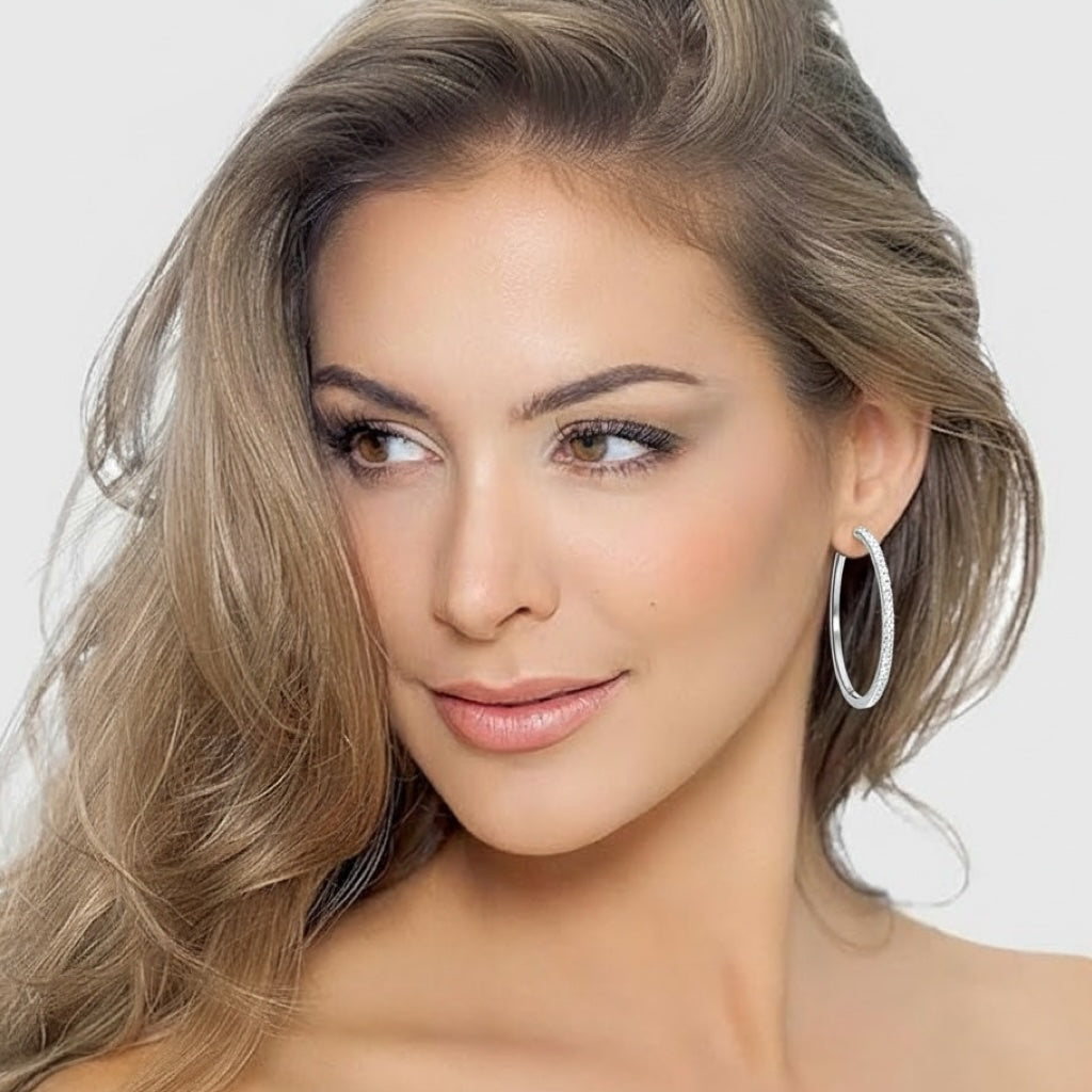 Liv Oliver 18K Gold Crystal Hoop Earrings
