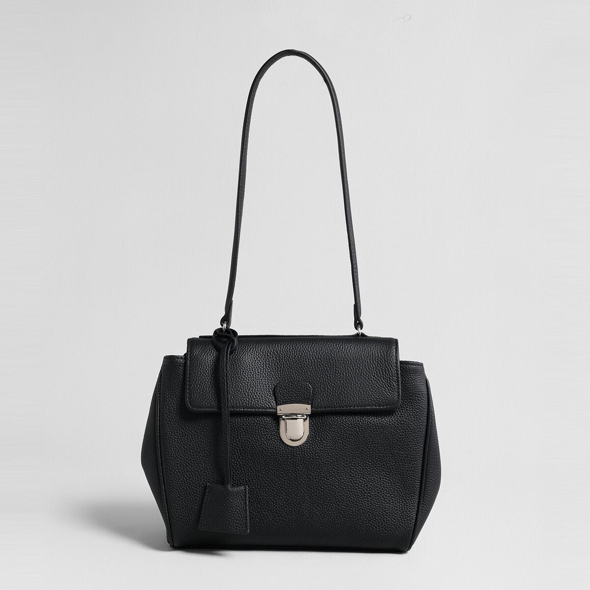 Pebbled Calfskin Messenger Bag - Black