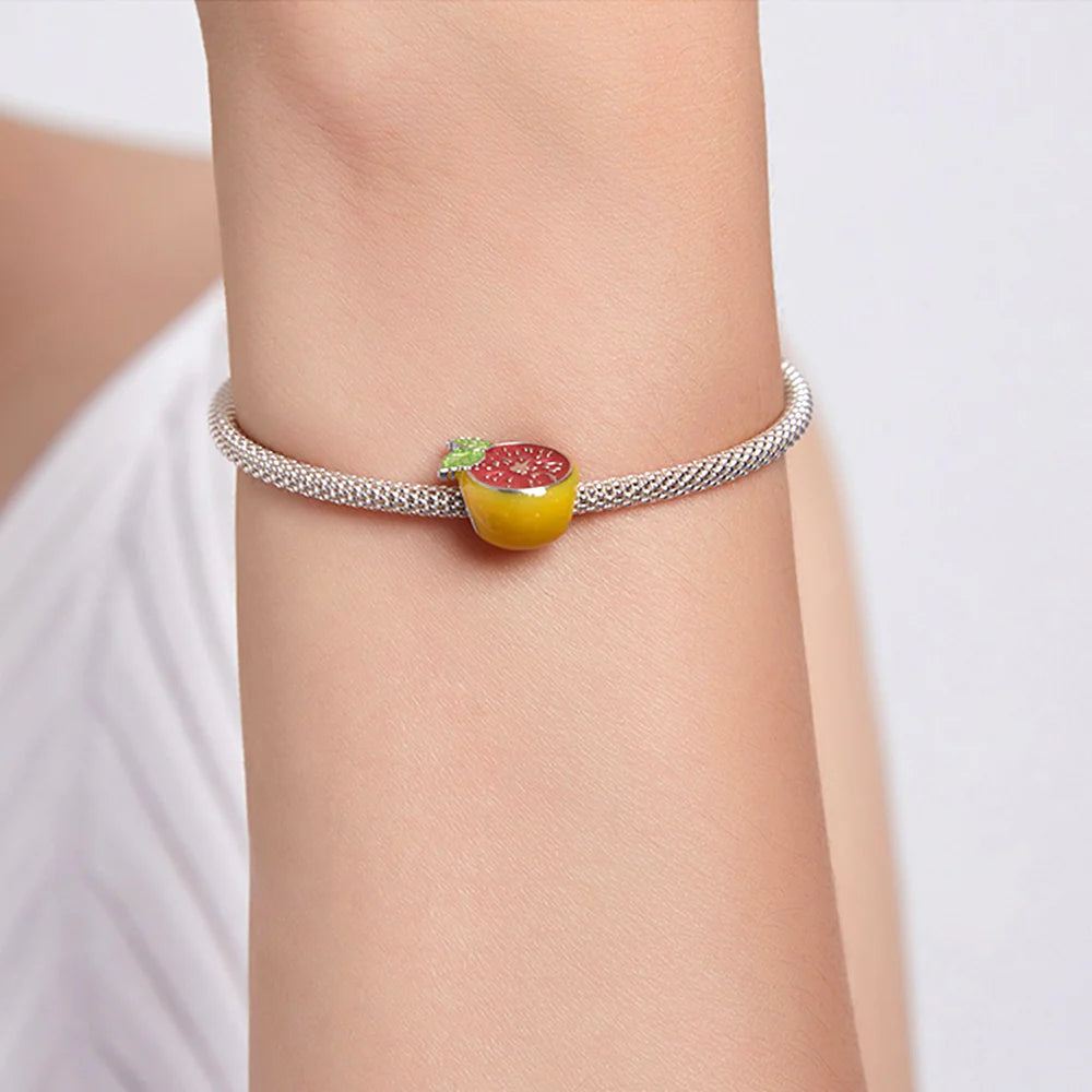 Solid 925 Sterling Silver Easy Squeezy Lemon Pandora Inspired Bead Charm