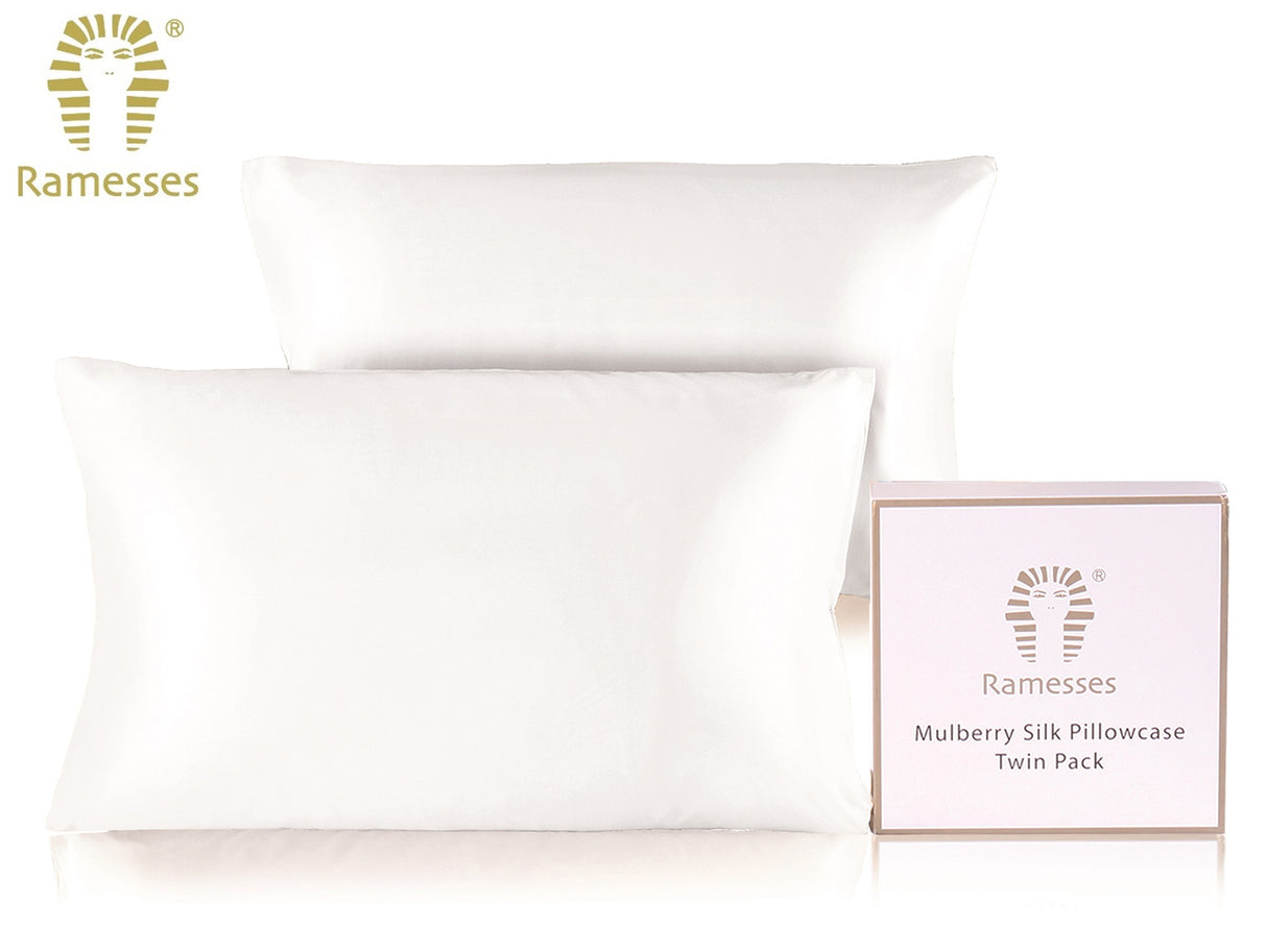 Ramesses Mulberry Silk Pillowcase Twin Pack - White