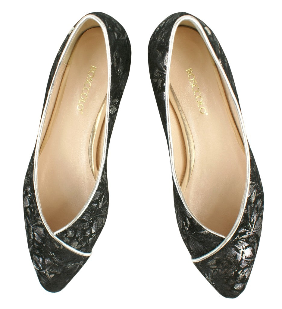 Bosccolo Womens Ballerina - Black / Silver