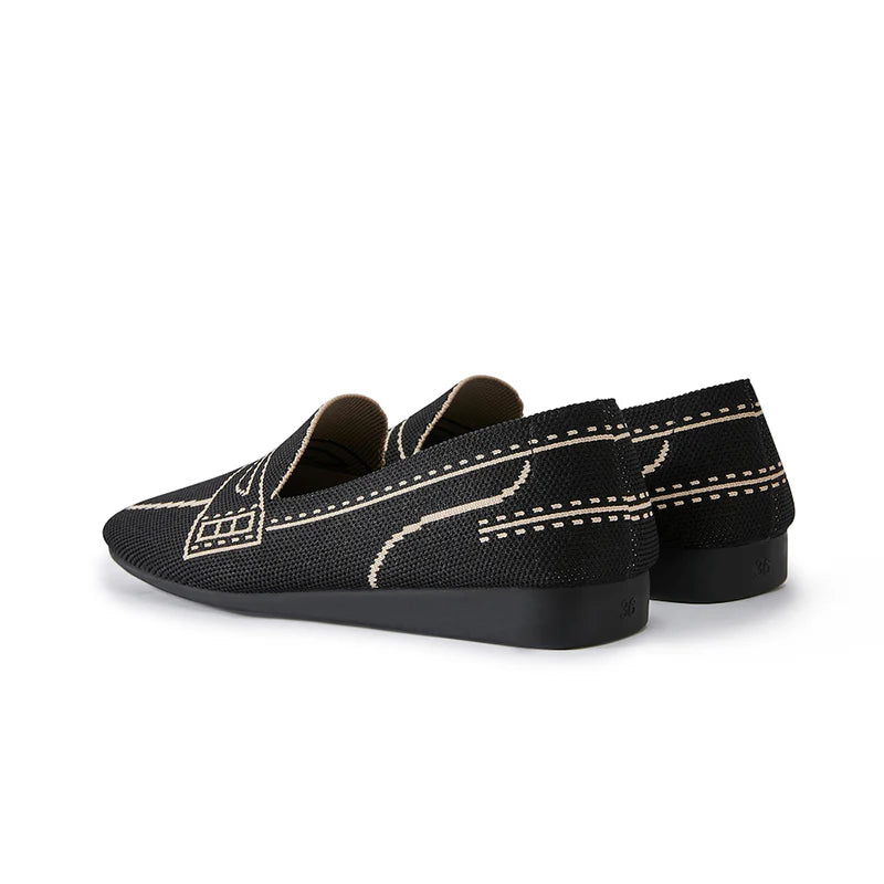 Comfortable Slip On Square Toe Loafers - Black