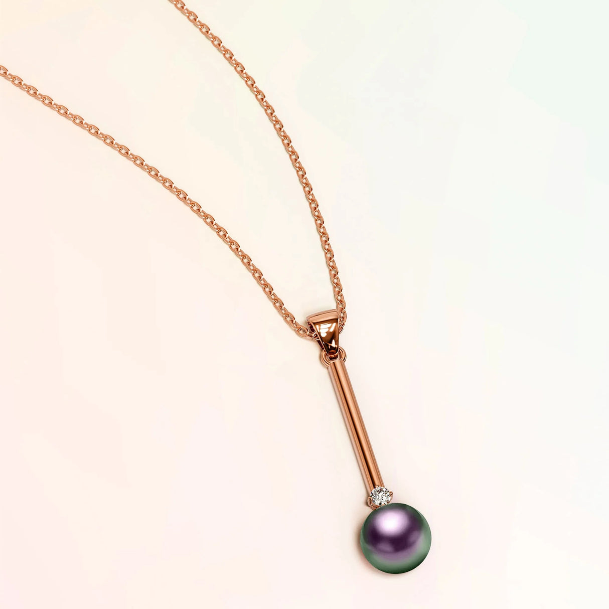 Krystal Couture Magnificent Pearl Drop Necklace Embellished with Swarovski Crystal Iridescent Purple Pearls