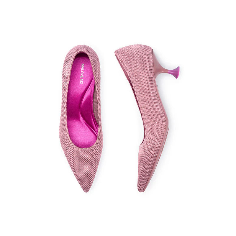 Classy Madam Pointed Toe Kitten Heels - Pink