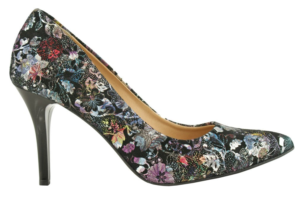 Bosccolo Womens High Heels - Flowers On Black
