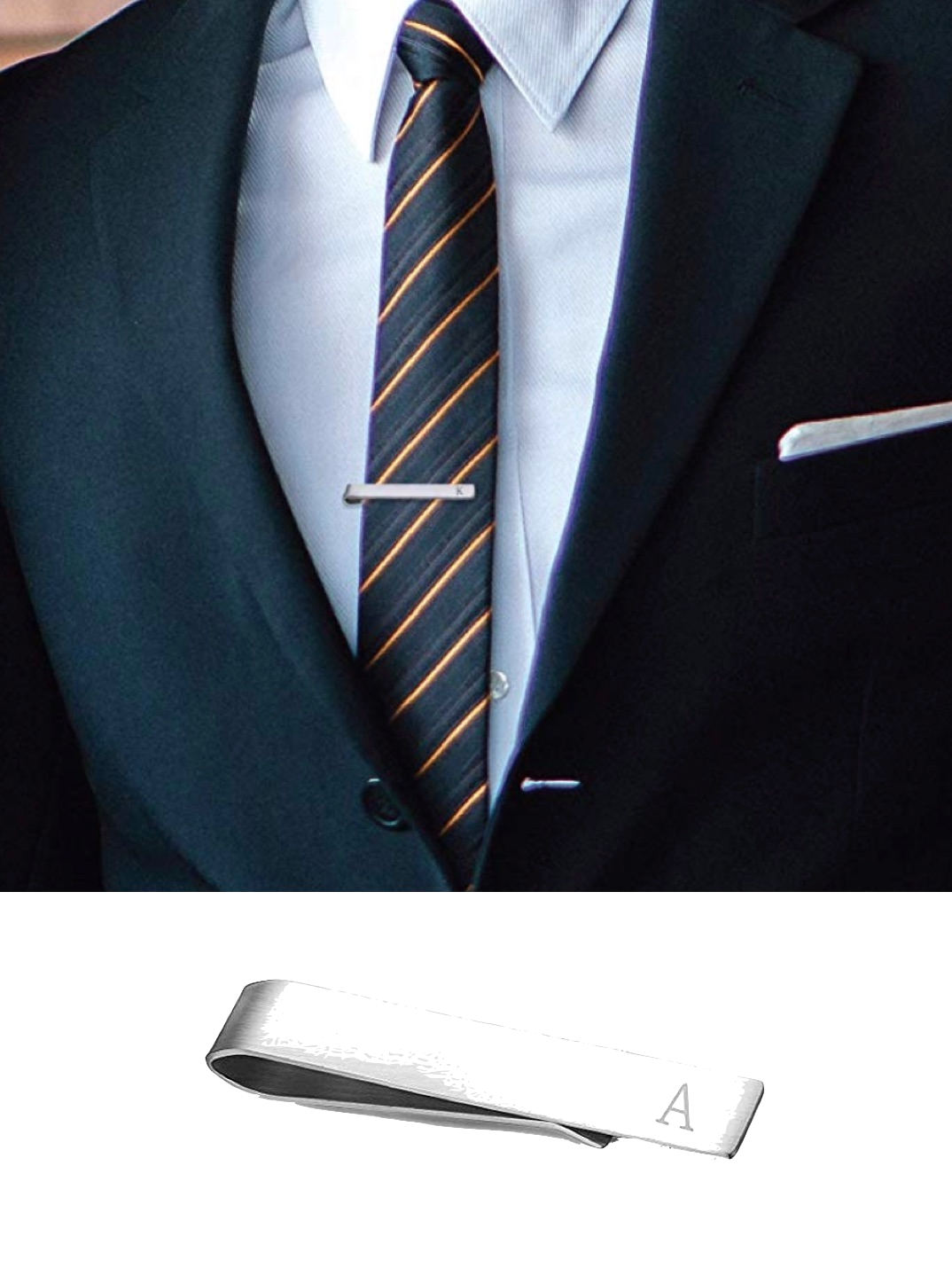 Stephen Oliver 18K White Gold Initial “A” Tie Bar