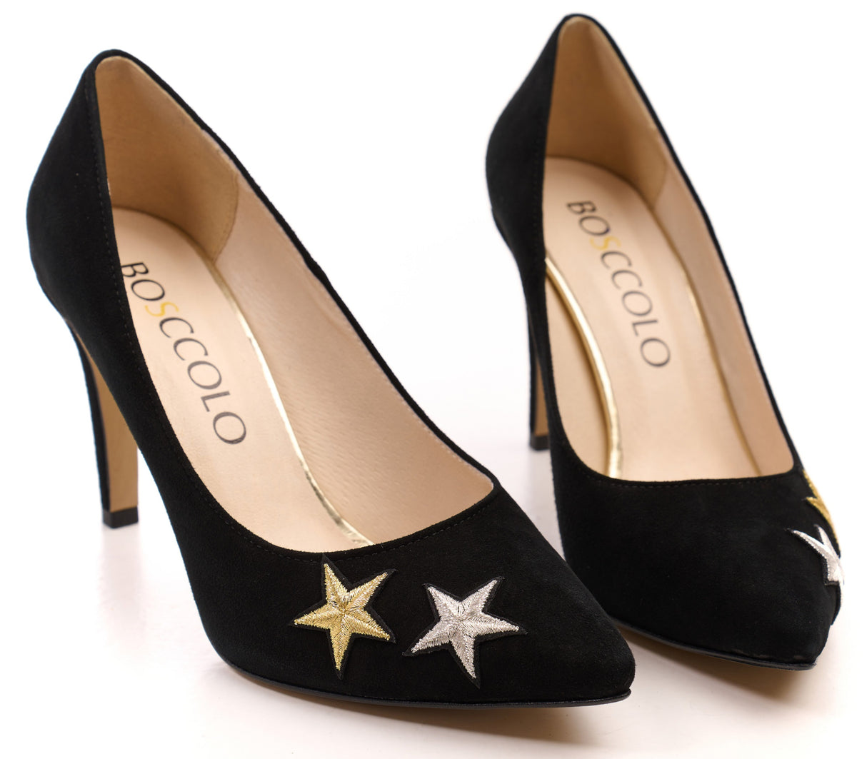 Bosccolo Womens Heels Embroidered - Black