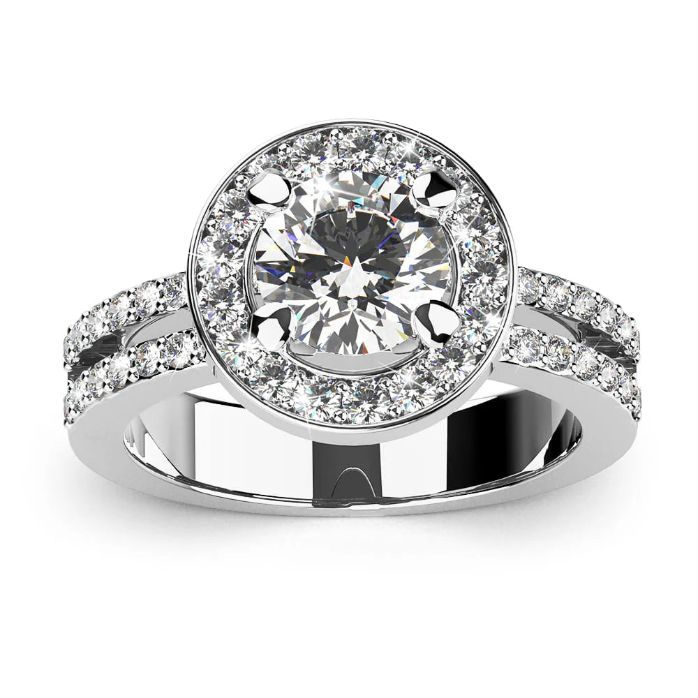 Krystal Couture Bloom Halo Ring in White Gold Embellished with SWAROVSKI Crystals
