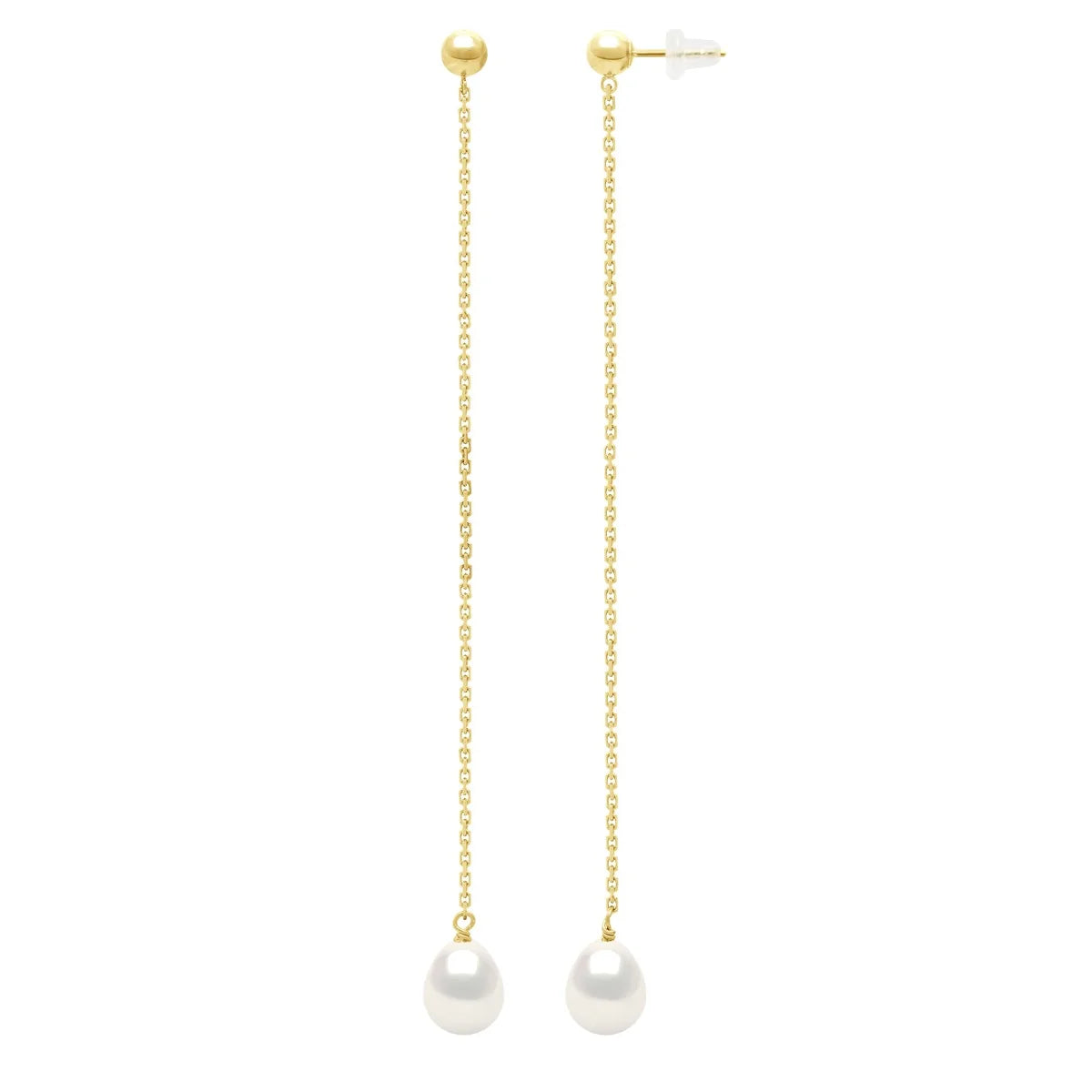 Drop Drop Earrings Pearl White Yellow Gold