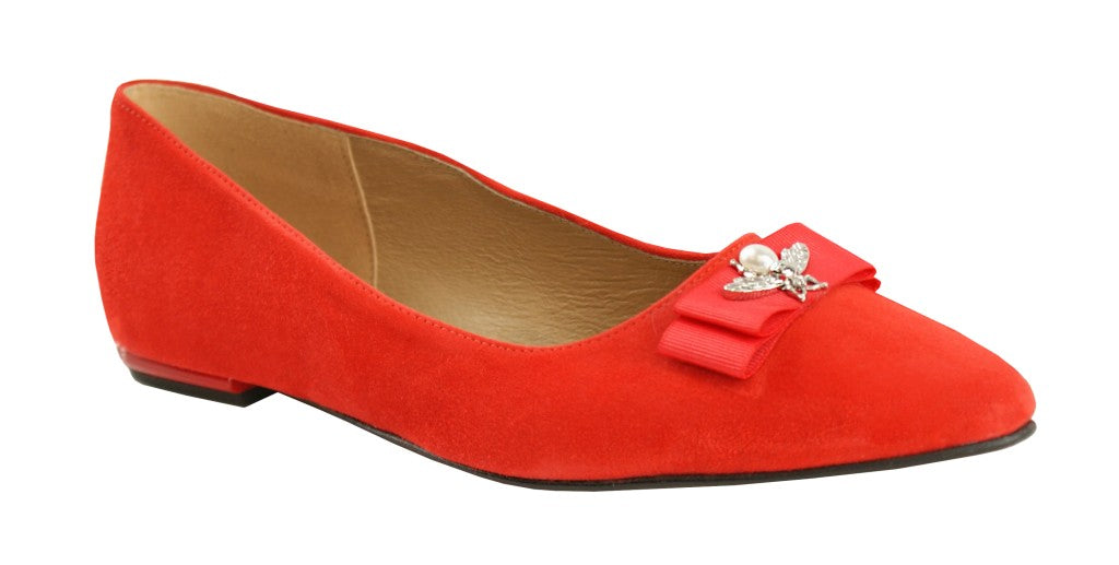 Bosccolo Womens Ballerina - Red Suede